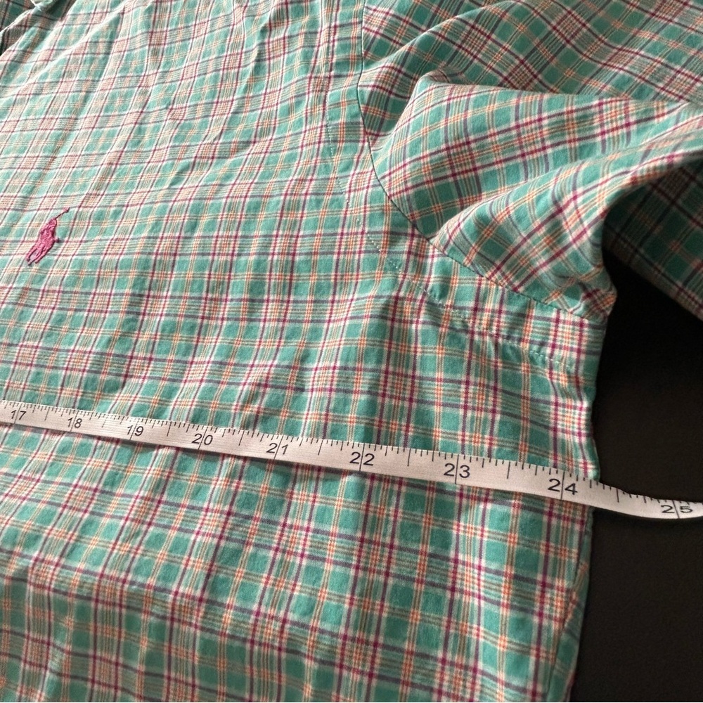 POLO Ralph Lauren Men's Plaid Short Sleeve Button Down Shirt Green Pink. Sz Med - Picture 6 of 7